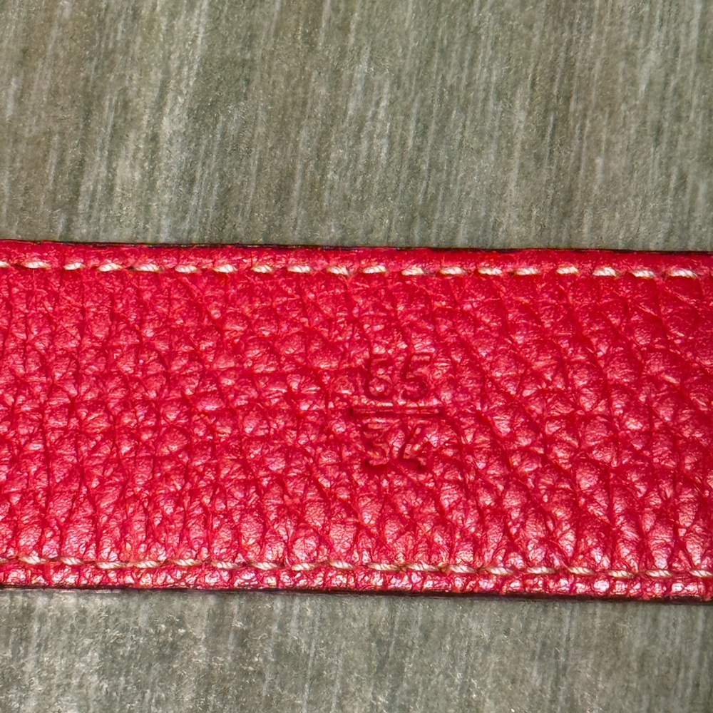Prada Red Leather Belt featuring goldtone buckle with red enamel detailing 34 - Picture 5 of 6